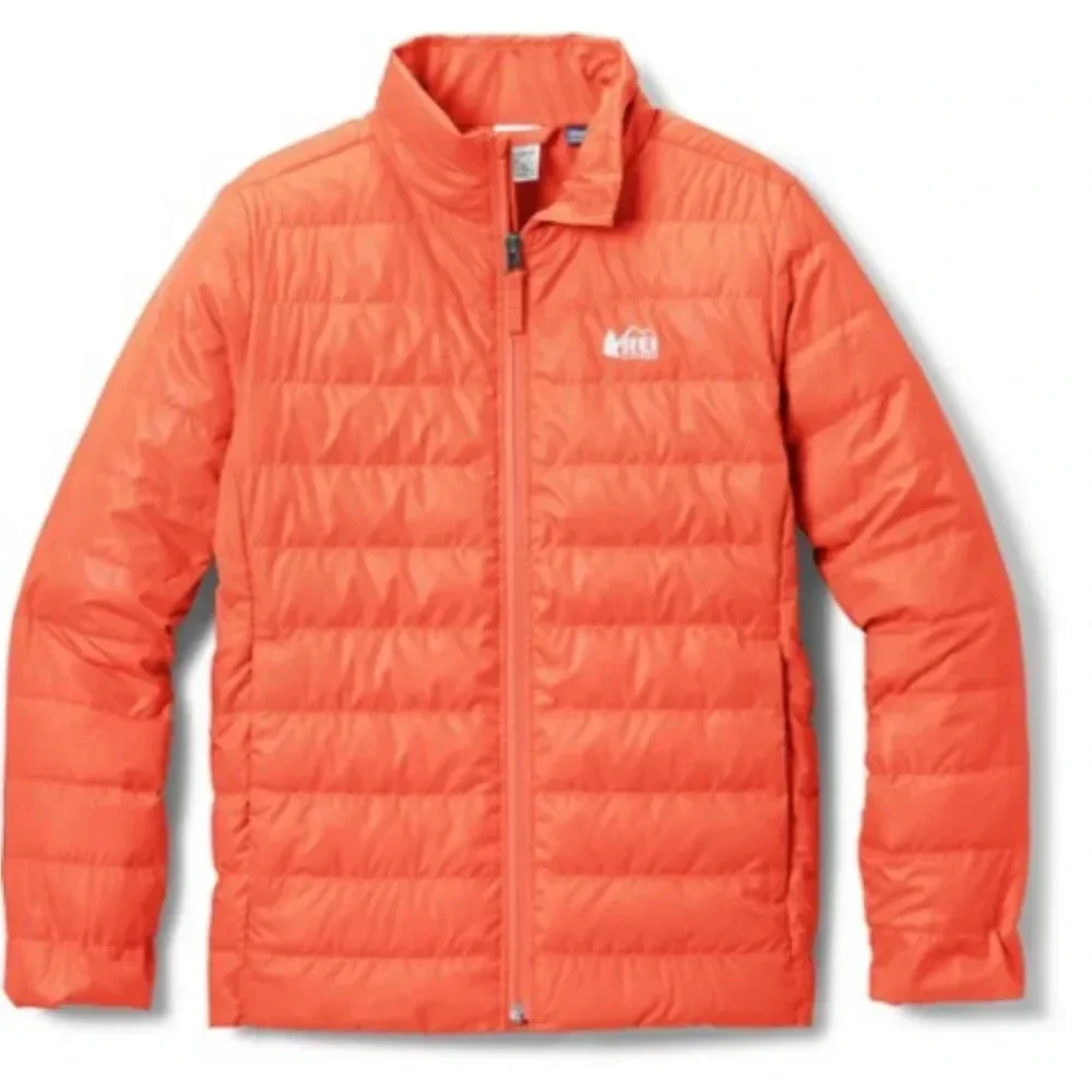 REI Kids Medium 10-12 650 Down Puffer Jacket Orange NWT Puff Coral Shore Girls